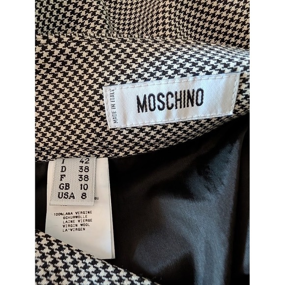Moschino Houndstooth Pencil Skirt Made in Italy Virgin Wool Women Size 8 - Picture 8 of 9